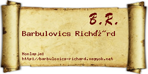 Barbulovics Richárd névjegykártya